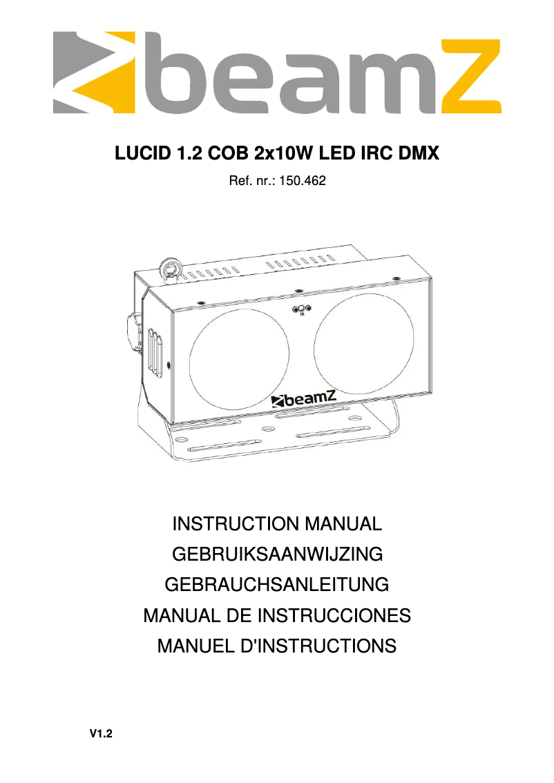 Page 1 de la notice Manuel utilisateur BeamZ LUCID 1.2 150.462
