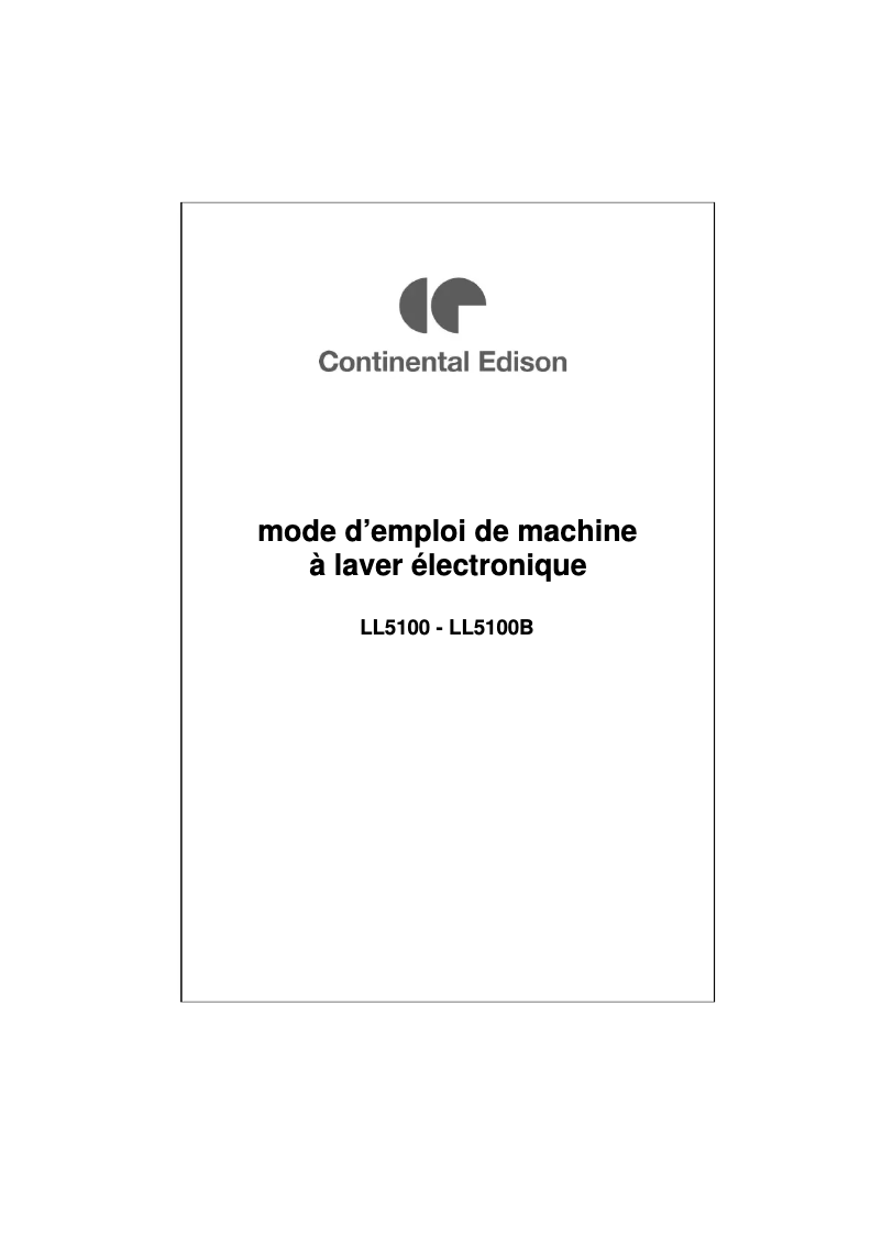 Page n°1 - Manuel utilisateur Continental Edison CELL5100B
