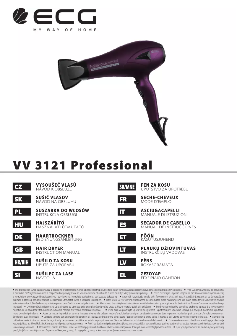 Page 1 de la notice Manuel utilisateur ECG VV 3121 Professional