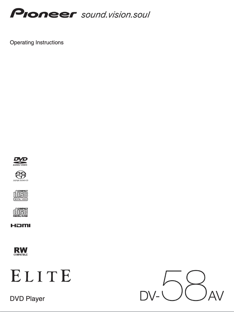 Page 1 de la notice Manuel utilisateur Pioneer Elite DV-58AV