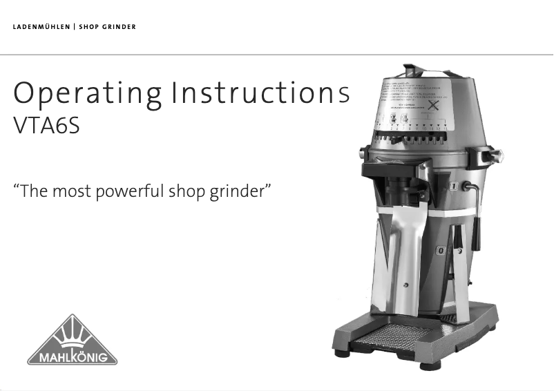 Page 1 de la notice Manuel utilisateur Mahlkönig VTA6S