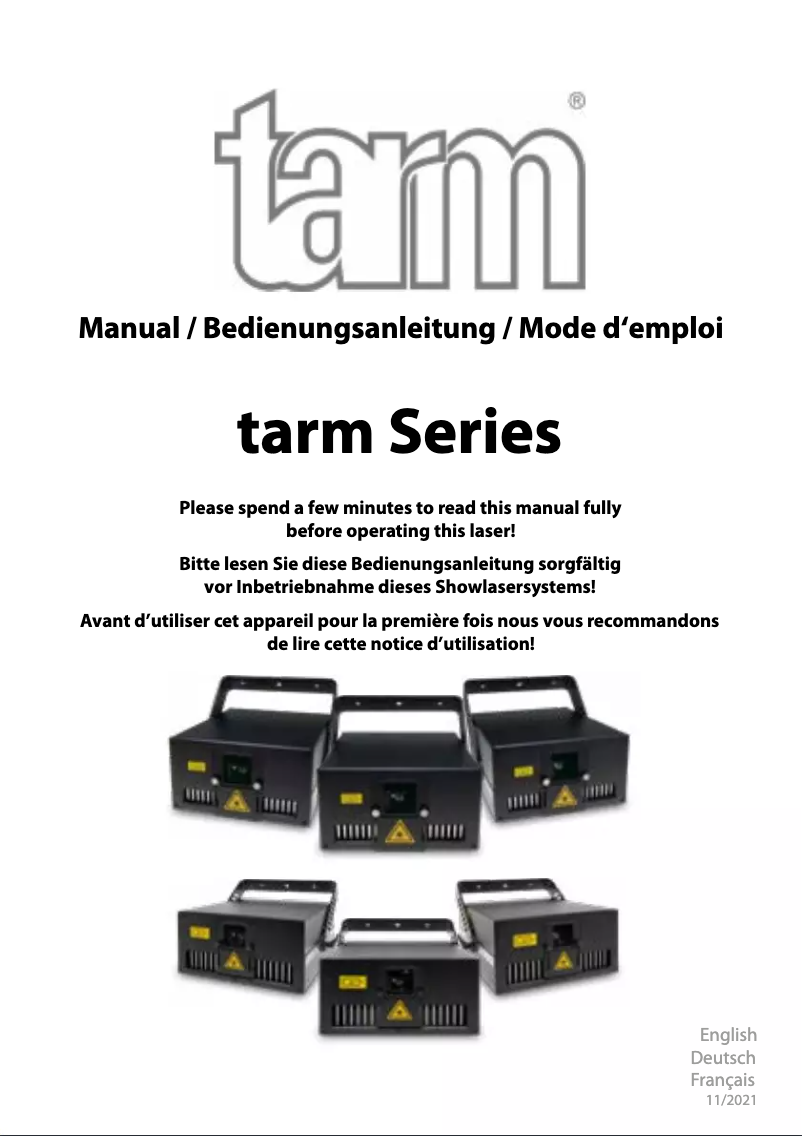 Page n°1 - Manuel utilisateur Laserworld Tarm 3