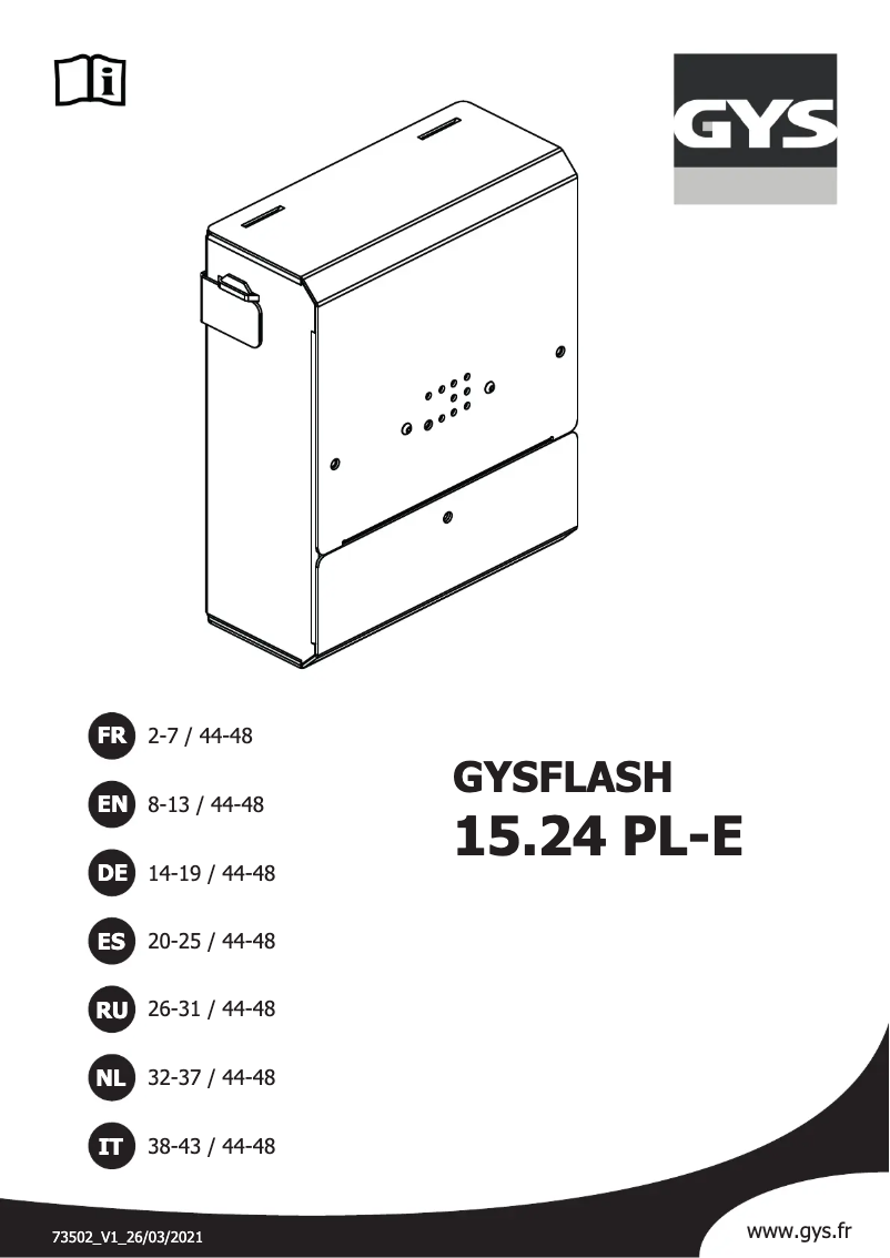 Image de la première page du manuel de l'appareil Gysflash 15.24 Pl-E
