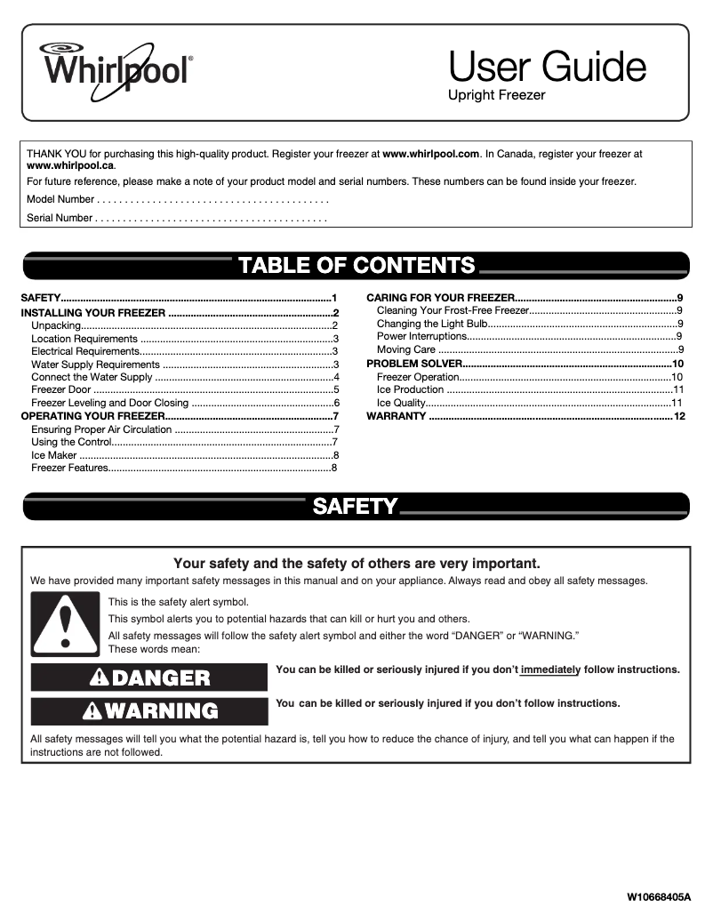 Page n°1 - Manuel utilisateur Whirlpool WSZ57L18DM