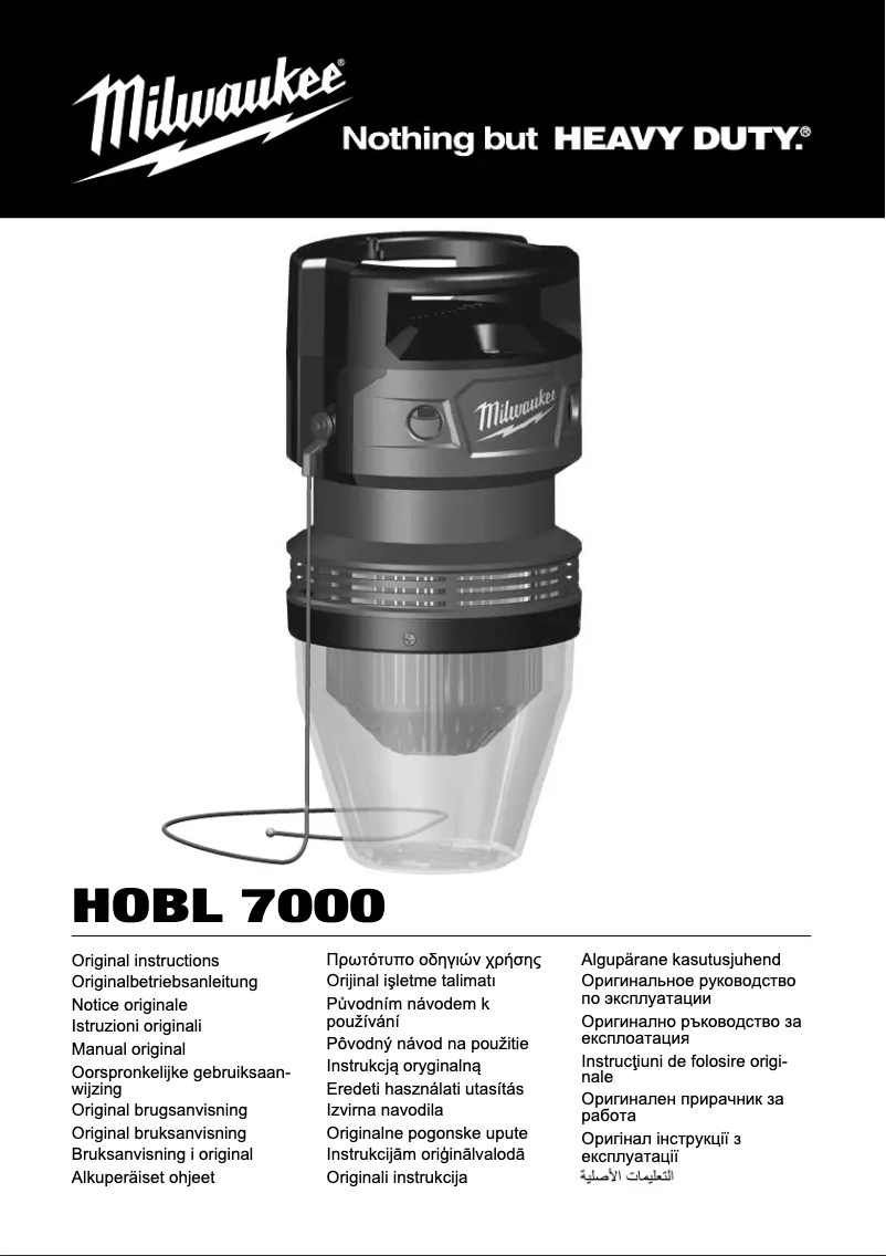 Page n°1 - Manuel utilisateur Milwaukee HOBL 7000