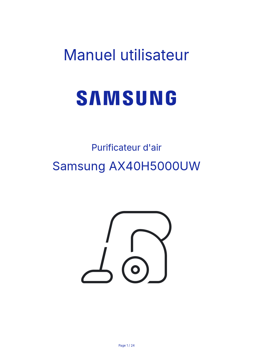 Image de la première page du manuel de l'appareil AX40H5000UW