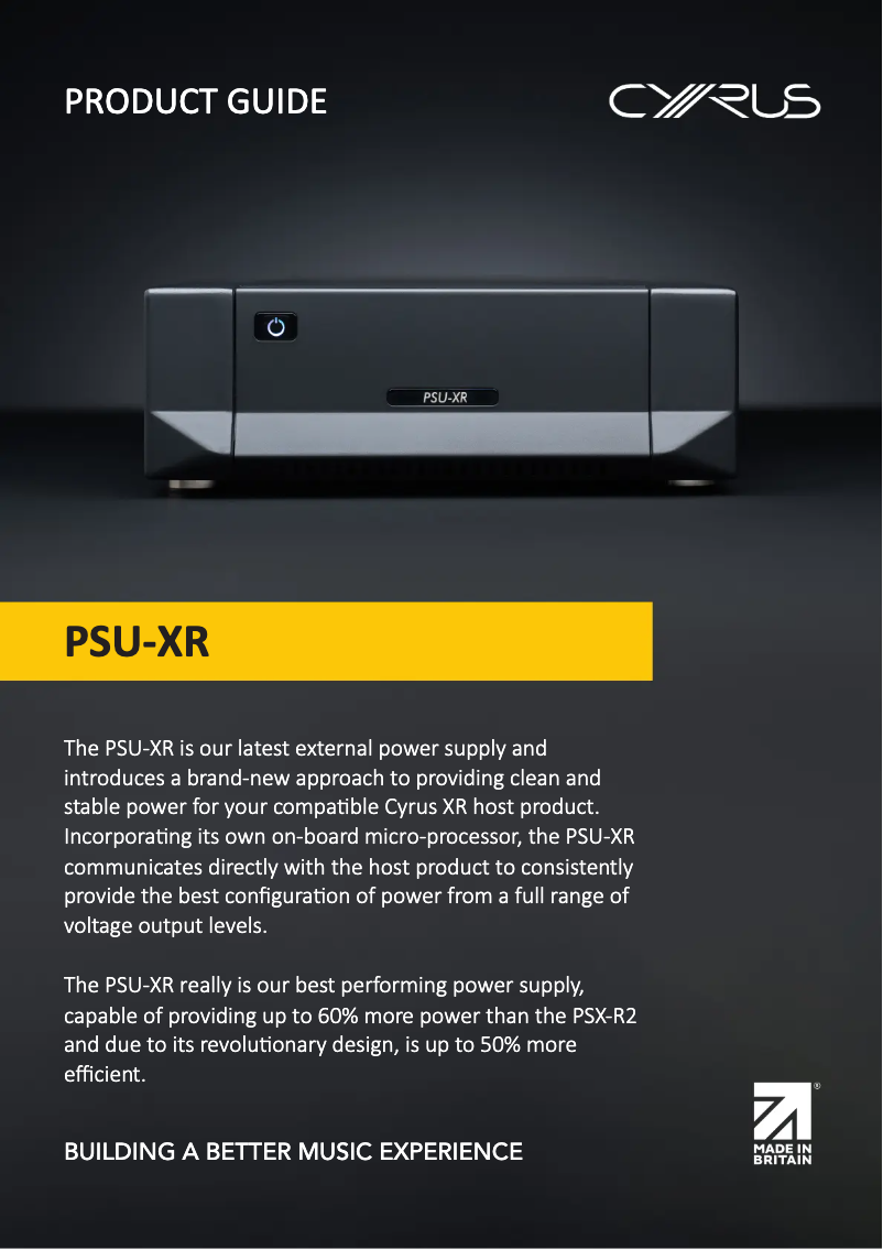 Page 1 de la notice Brochure Cyrus PSU-XR