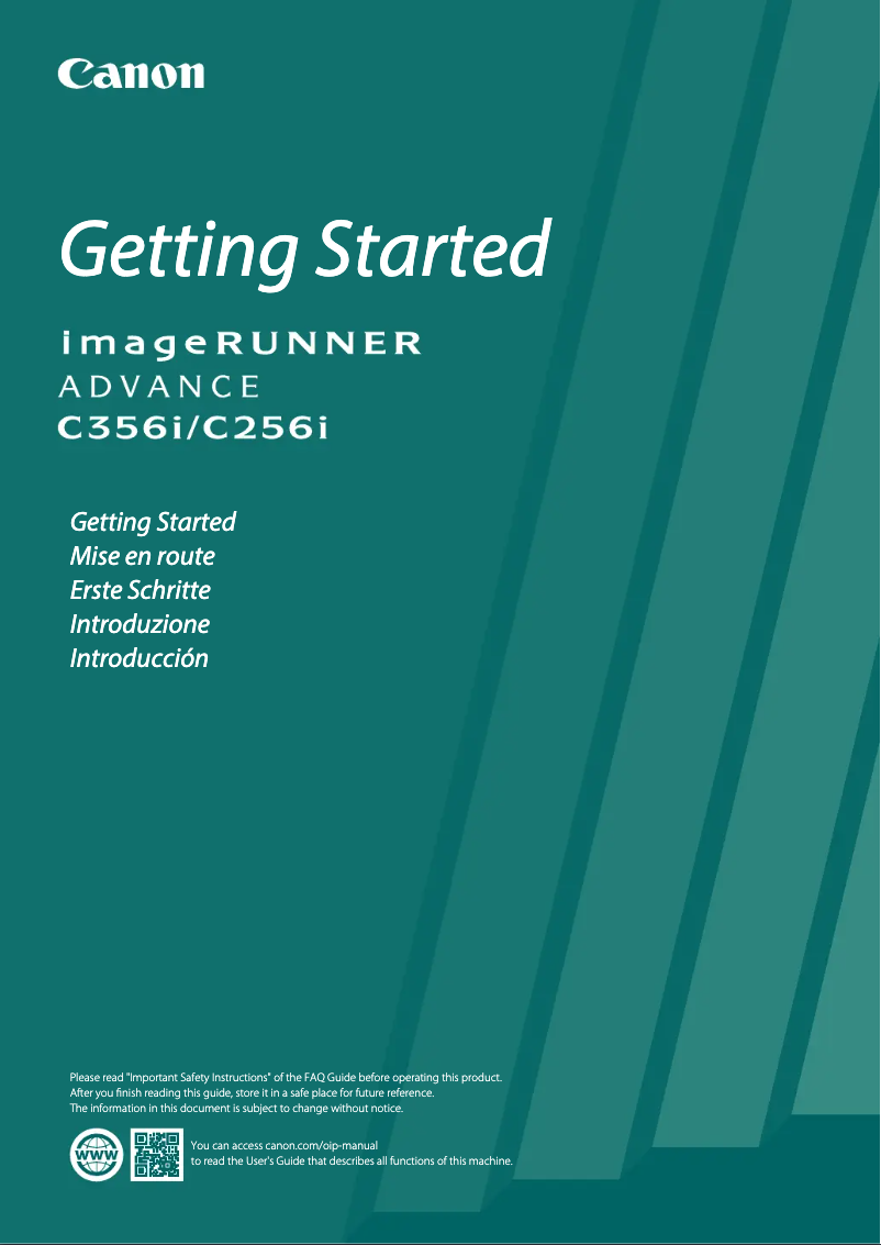 Image de la première page du manuel de l'appareil imageRUNNER ADVANCE C256i