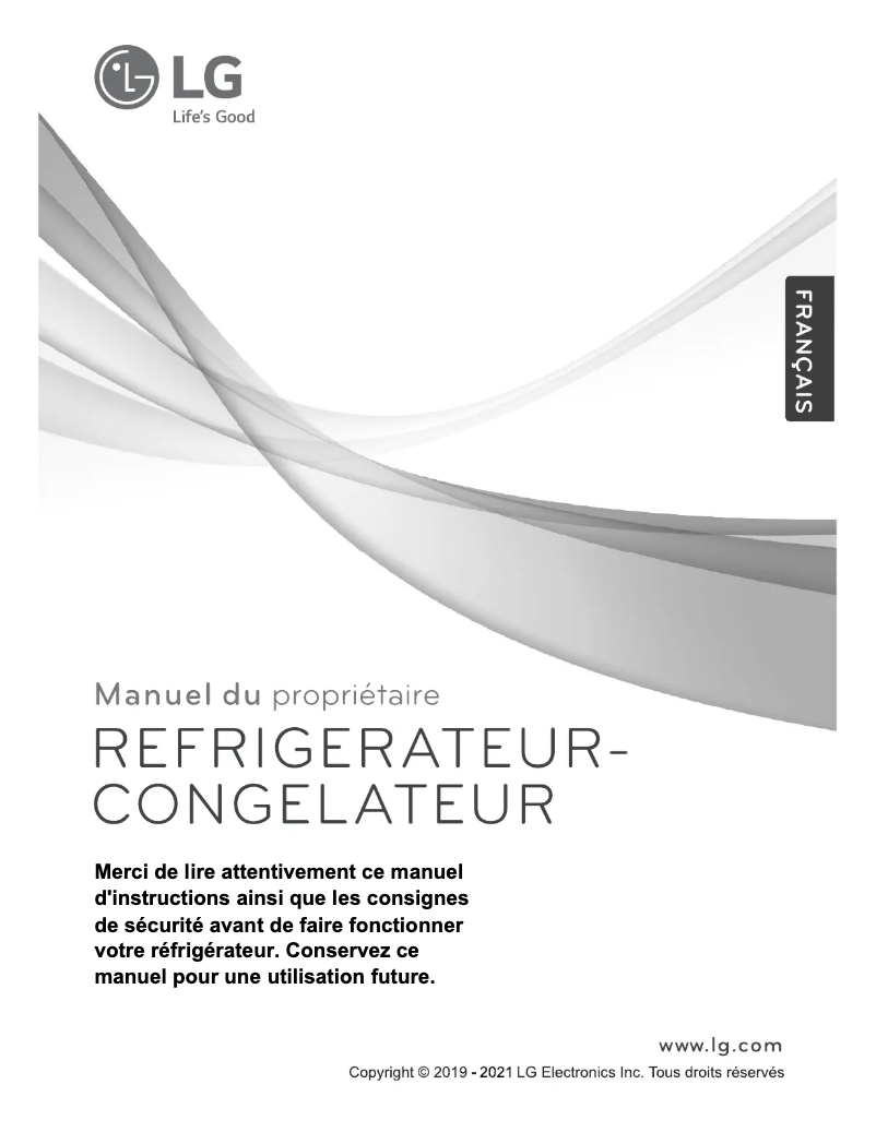 Page 1 de la notice Manuel utilisateur LG GN-B422SQCL