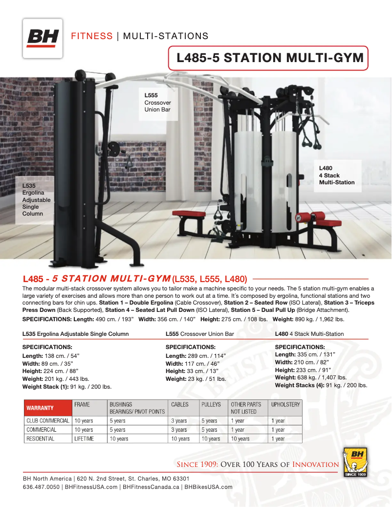Page n°1 - Fiche technique BH Fitness L485