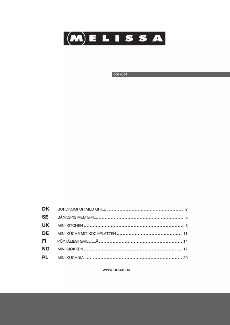 Page 1 de la notice Manuel utilisateur Melissa 651-051
