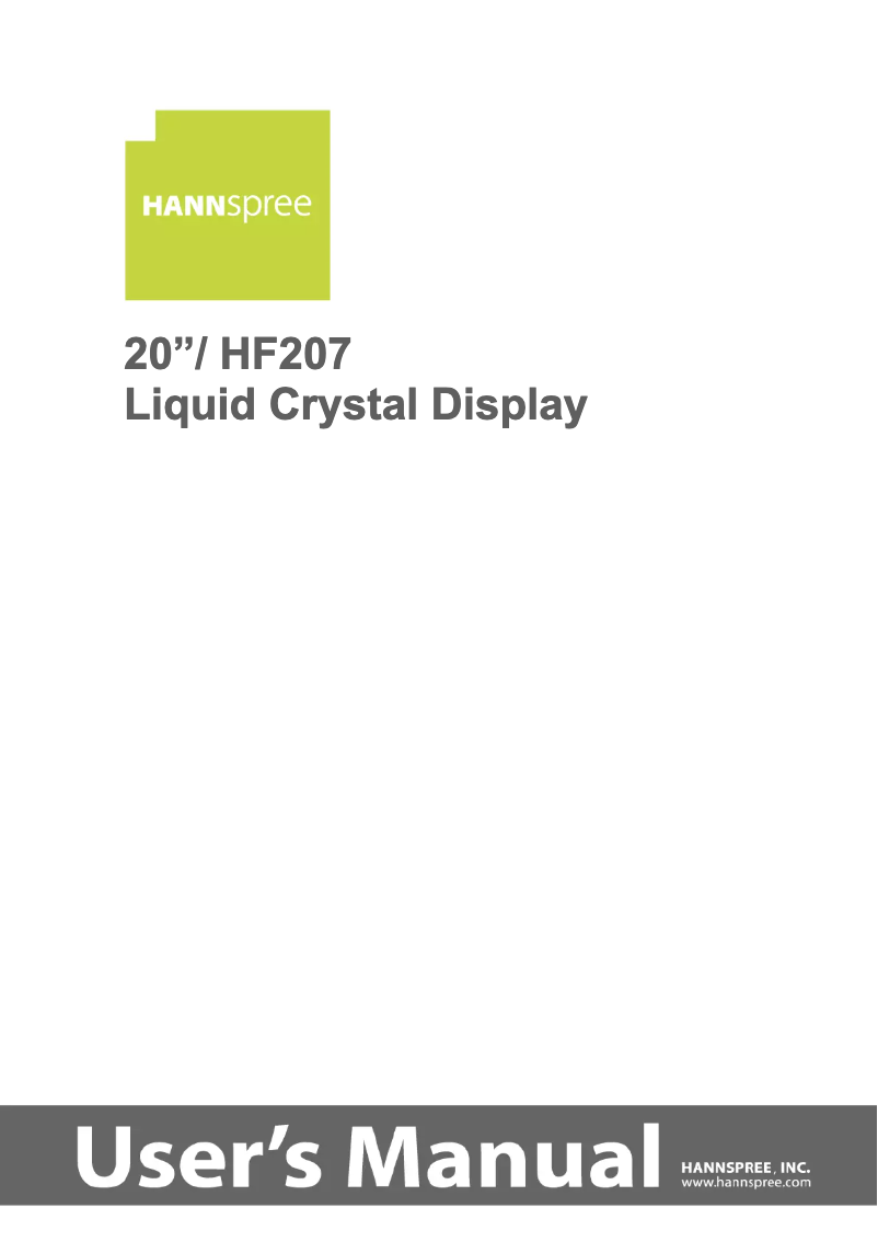 Page 1 de la notice Manuel utilisateur Hannspree HF207