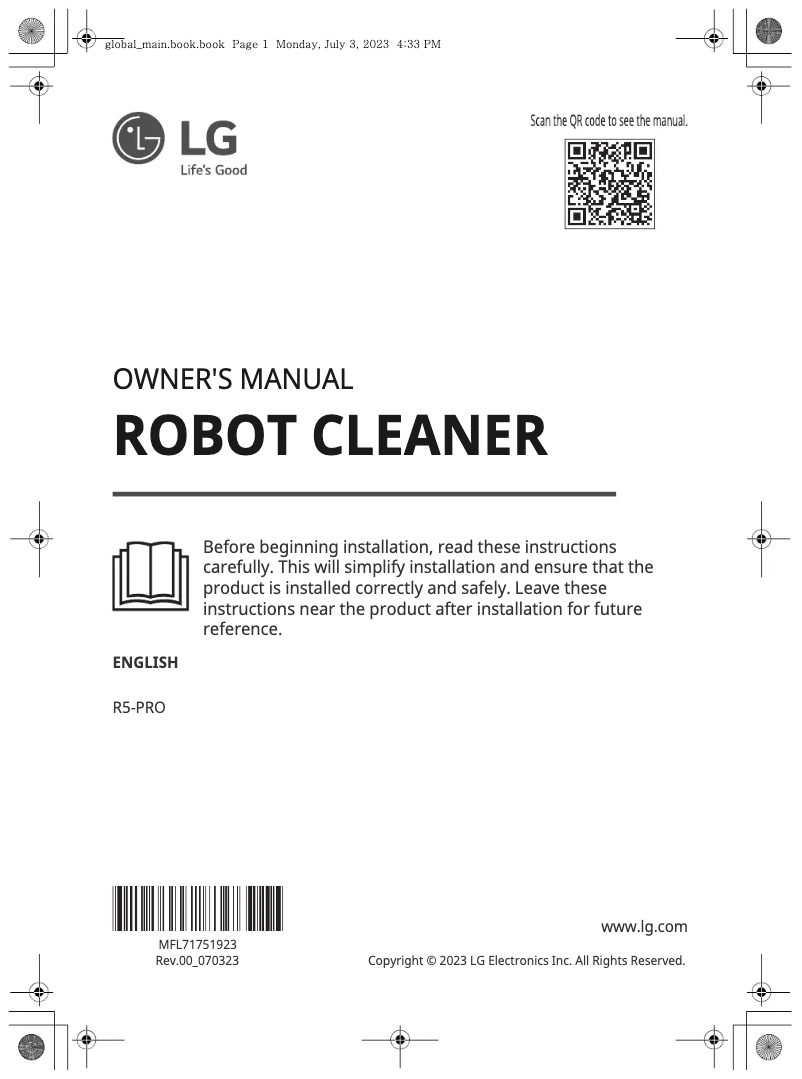 Página 1 del manual Manual de usuario LG CordZero R5-PRO