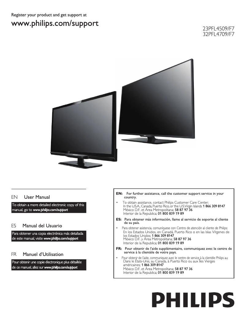 Página 1 del manual Manual de usuario Philips 23PFL4509