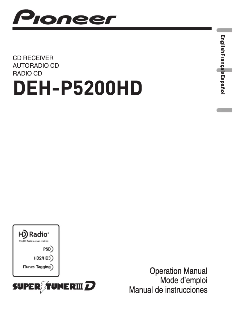 Imagen de la primera página del manual del dispositivo DEH-P5200HD