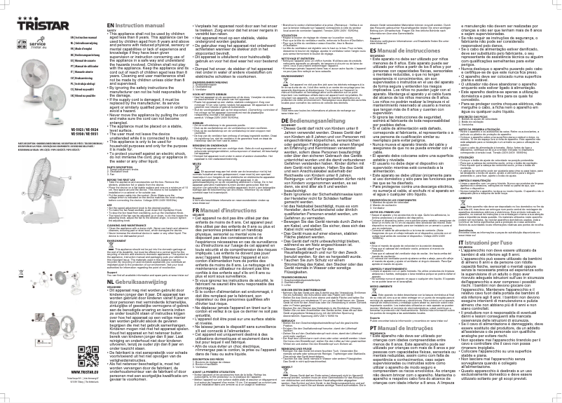 Page 1 de la notice Manuel utilisateur TriStar VE-5924