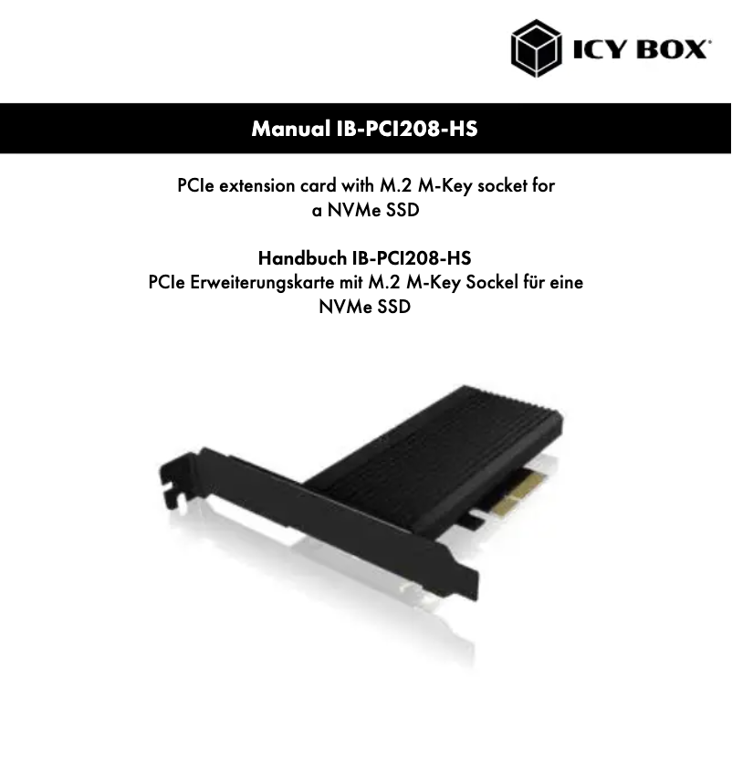 Page 1 de la notice Manuel utilisateur Icy Box IB-PCI208-HS