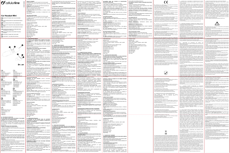 Page 1 de la notice Manuel utilisateur Cellular Line Car Headset Mini