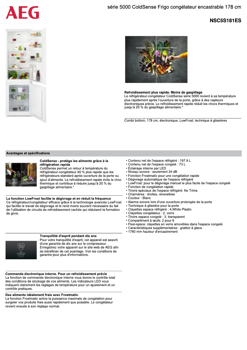 Página 1 del manual Ficha técnica AEG NSC5S181ES