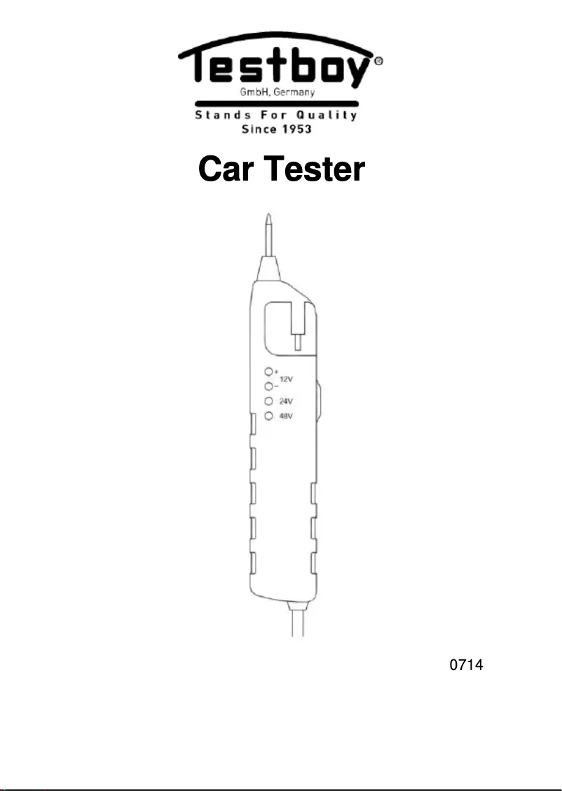 Page 1 de la notice Manuel utilisateur Testboy Car Tester