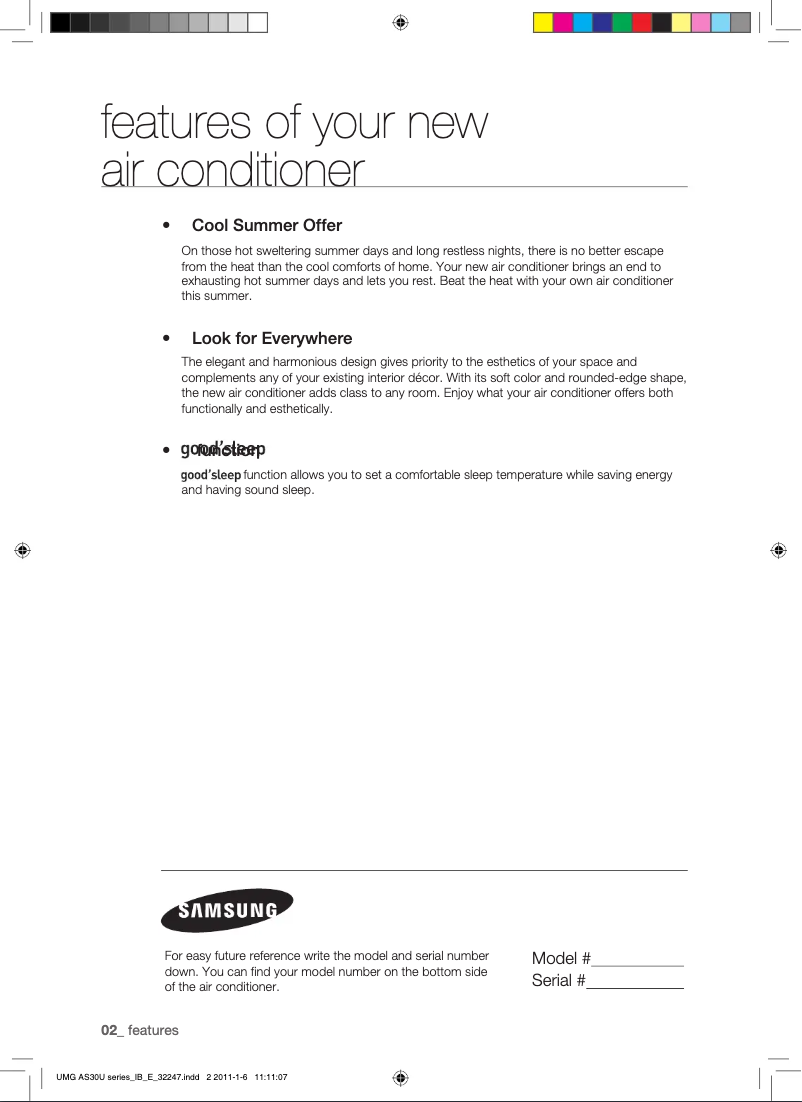 Page 1 de la notice Manuel utilisateur Samsung AS36UGAX
