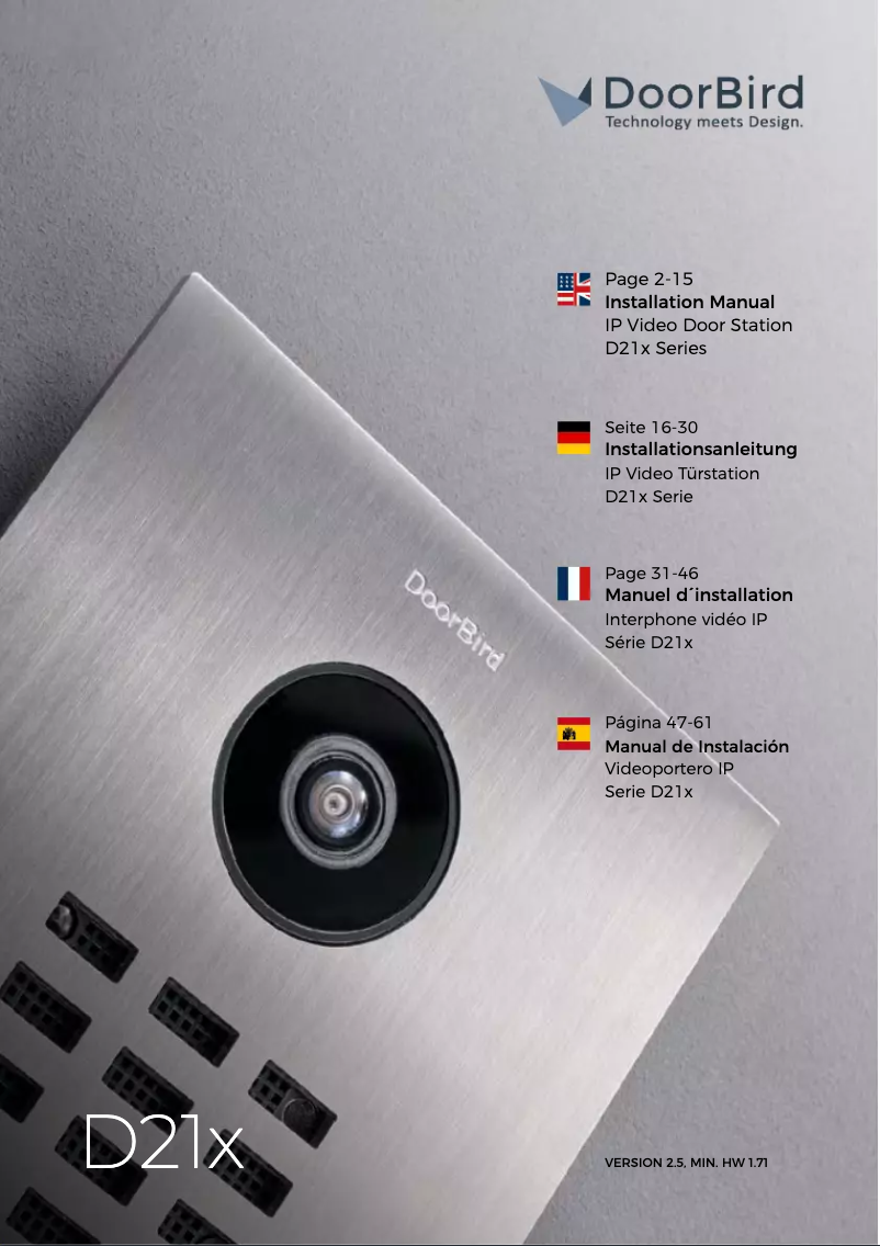 Page n°1 - Manuel utilisateur DoorBird D2103V