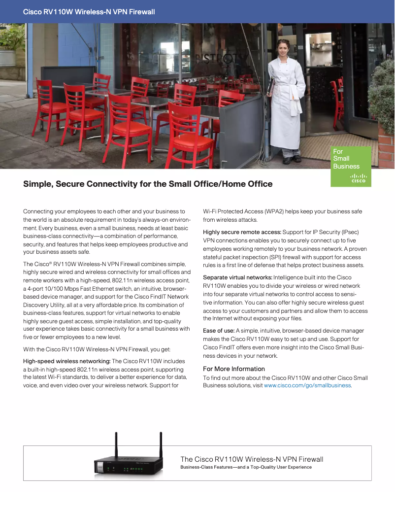 Page 1 de la notice Manuel utilisateur Cisco RV110W