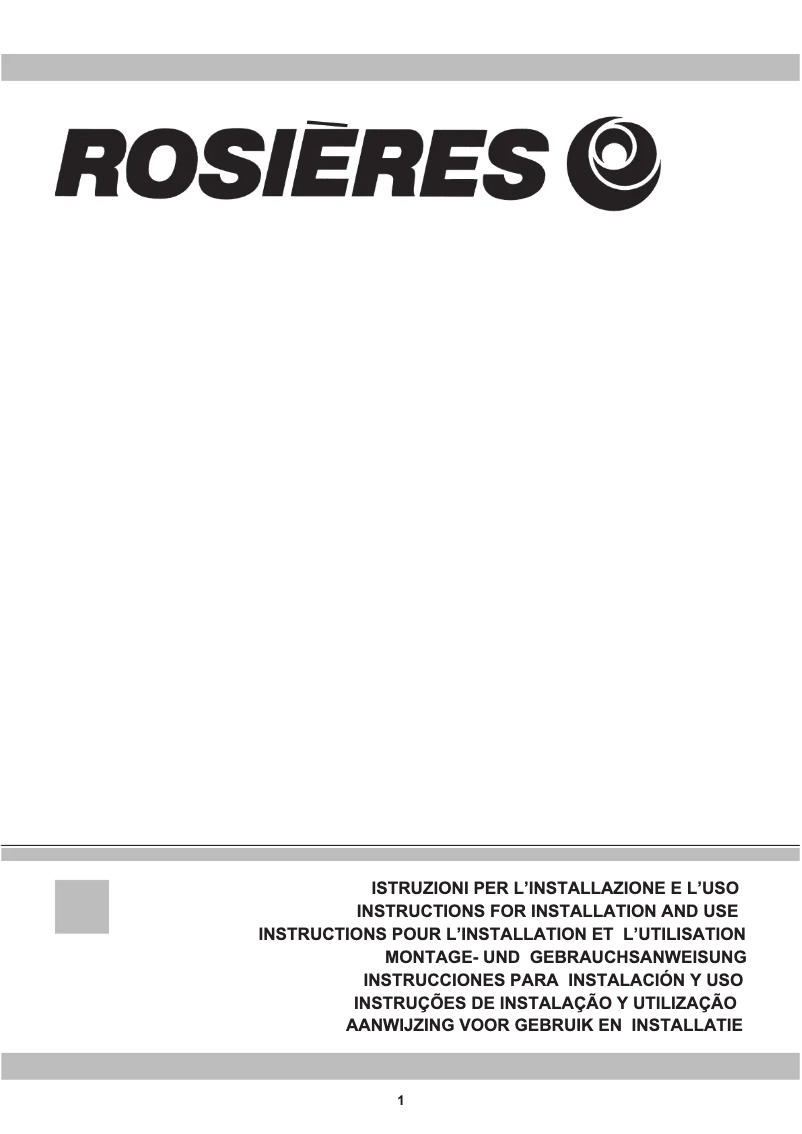 Page n°1 - Manuel utilisateur Rosieres RHG 580 PN