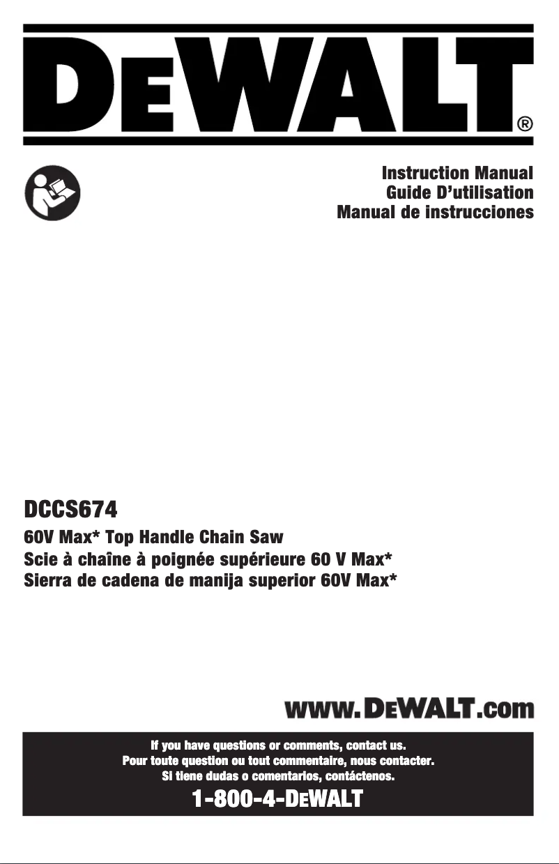 Page 1 de la notice Manuel utilisateur DeWalt DCCS674