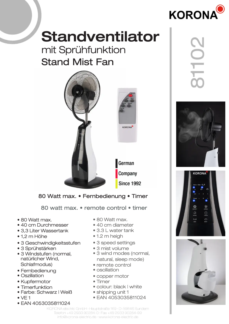 Page n°1 - Fiche technique Korona 81102