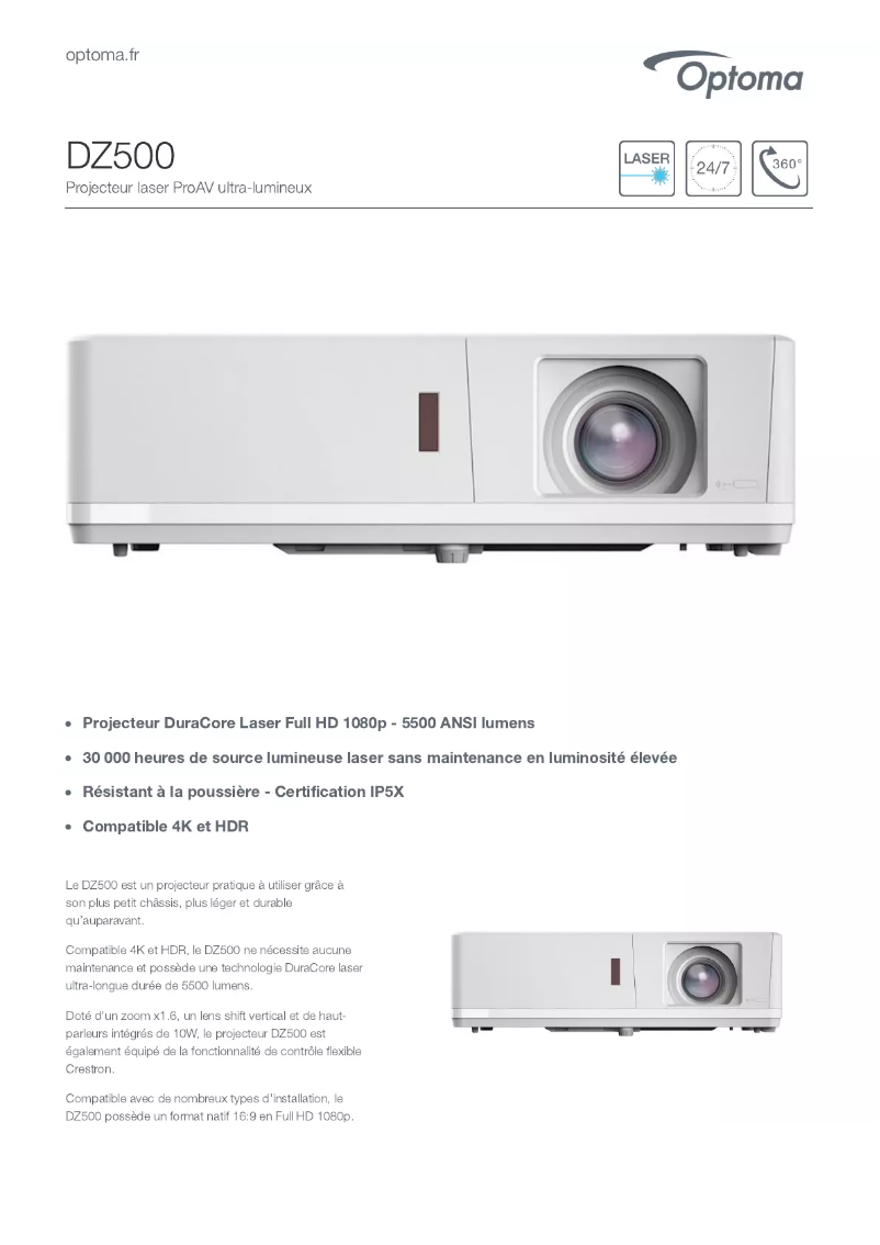 Image de la première page du manuel de l'appareil DZ500