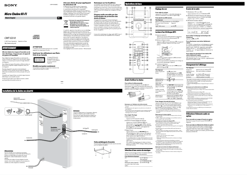 Página 1 del manual Manual de usuario Sony CMT-GS10