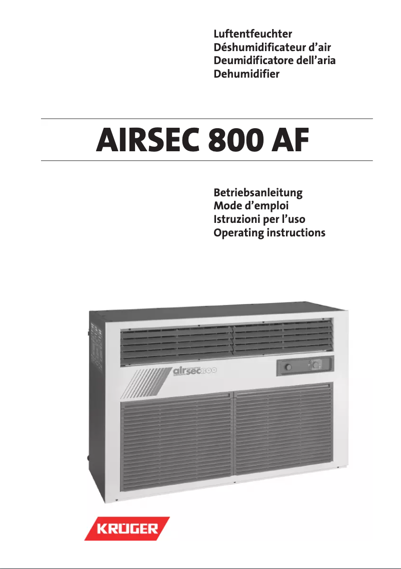 Image de la première page du manuel de l'appareil Airsec 800 AF