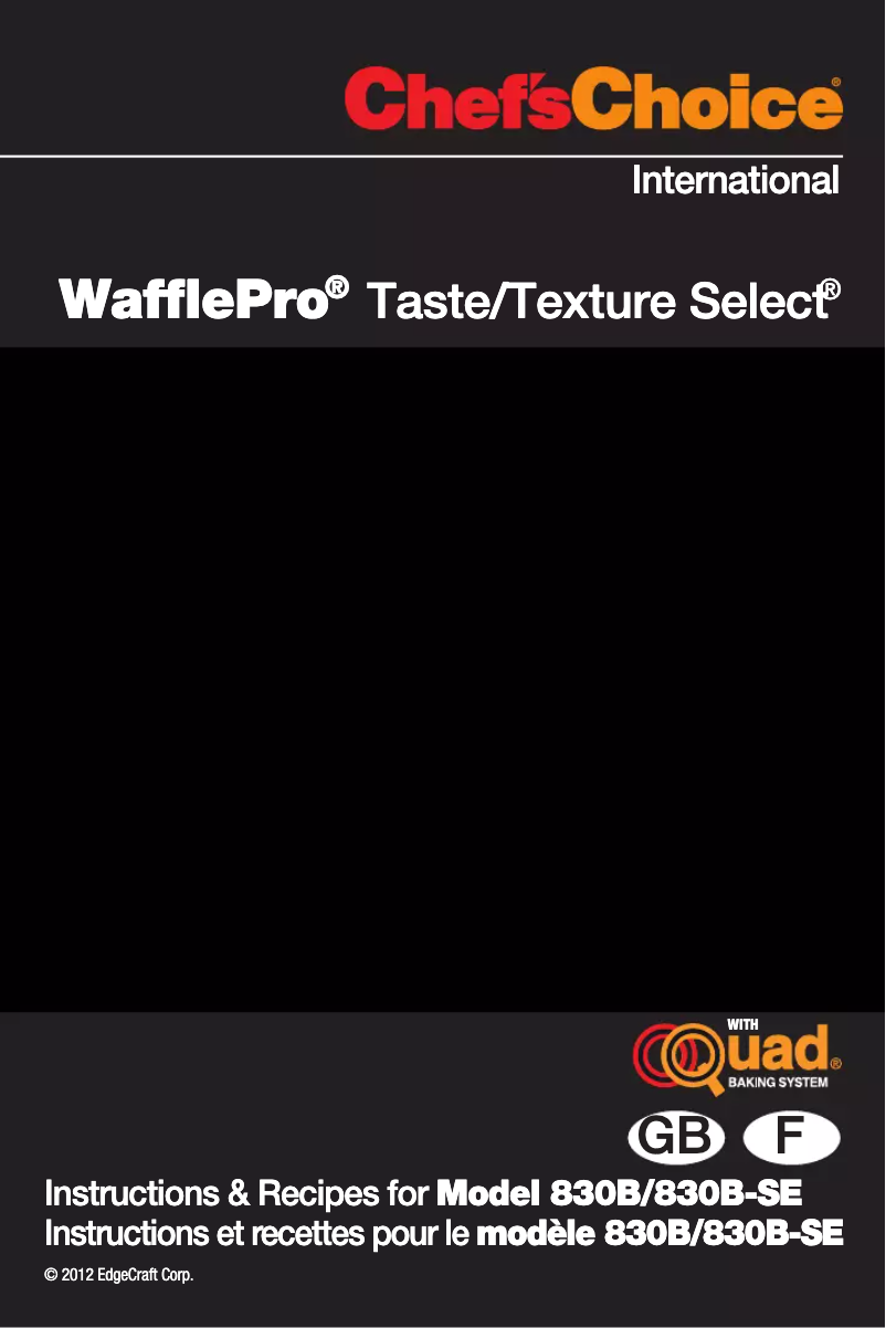 Imagen de la primera página del manual del dispositivo WafﬂePro Taste/Texture Select Model 830B