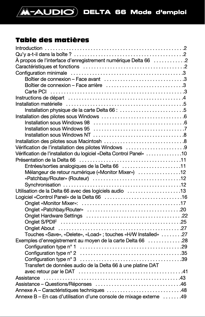 Image de la première page du manuel de l'appareil Delta 66