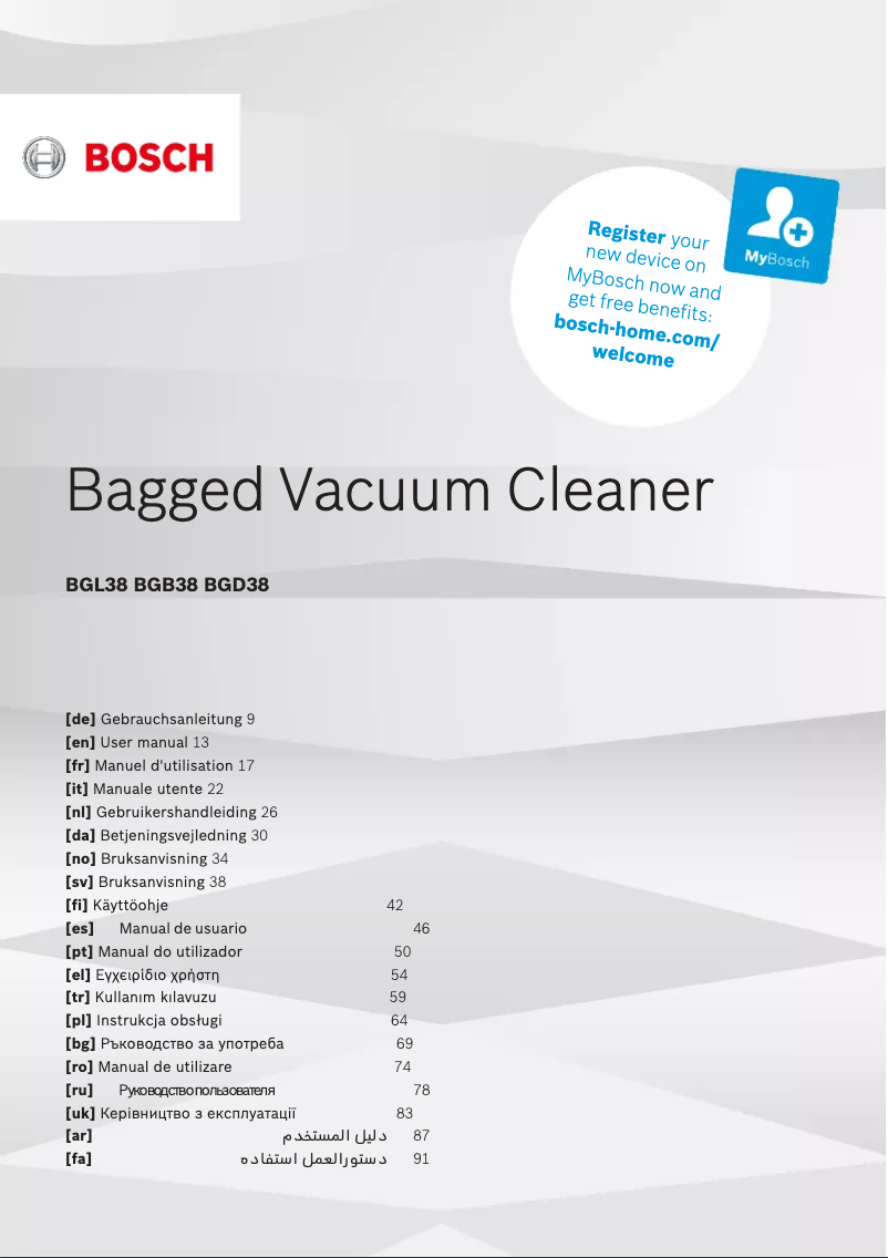 Page n°1 - Manuel utilisateur Bosch BGB38BA3T