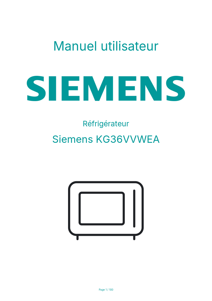 Page n°1 - Manuel utilisateur Siemens KG36VVWEA