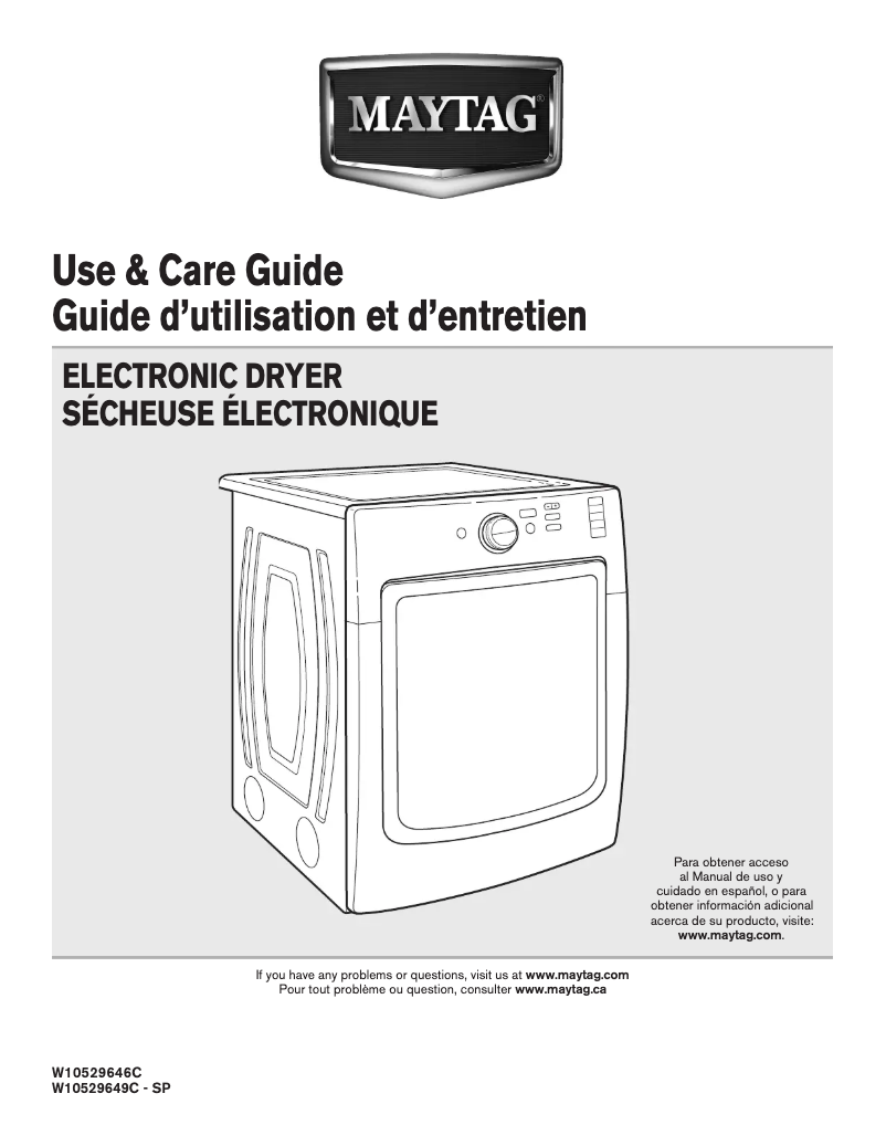 Page 1 de la notice Manuel utilisateur Maytag MED4200BW Maxima X