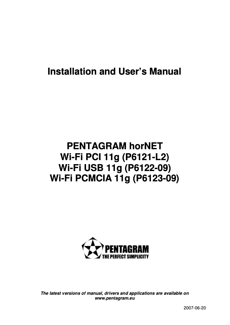 Page 1 de la notice Manuel utilisateur Pentagram P 6121-L2