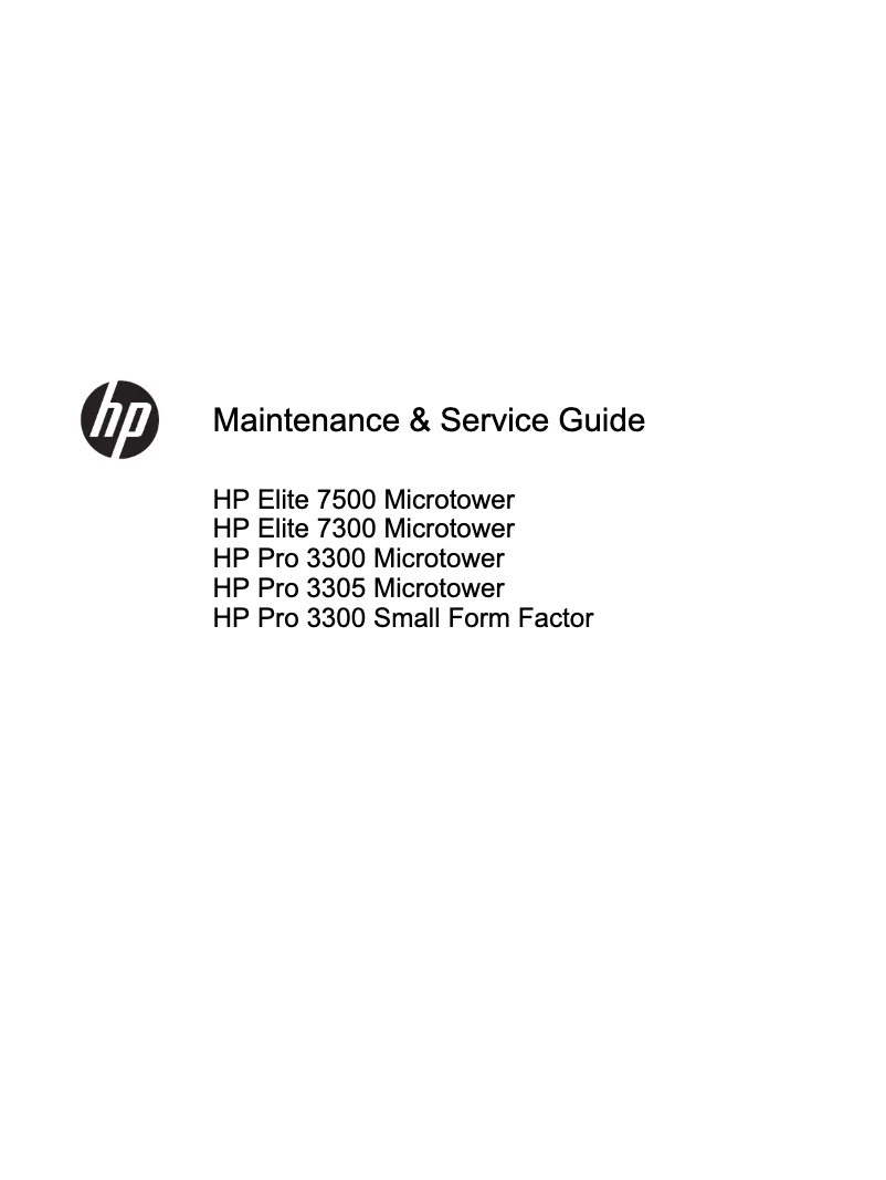 Page 1 de la notice Manuel utilisateur HP Pro 3300 Microtower