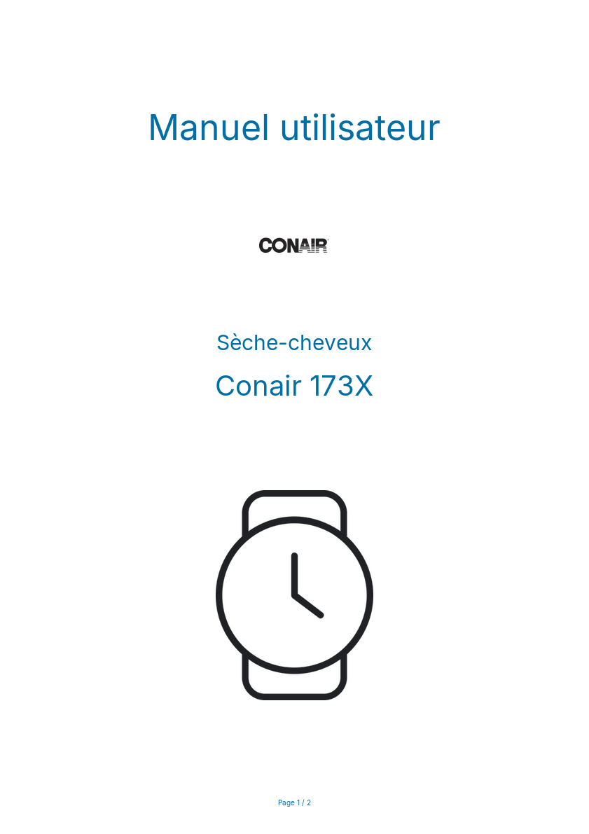 Page n°1 - Manuel utilisateur Conair 173X