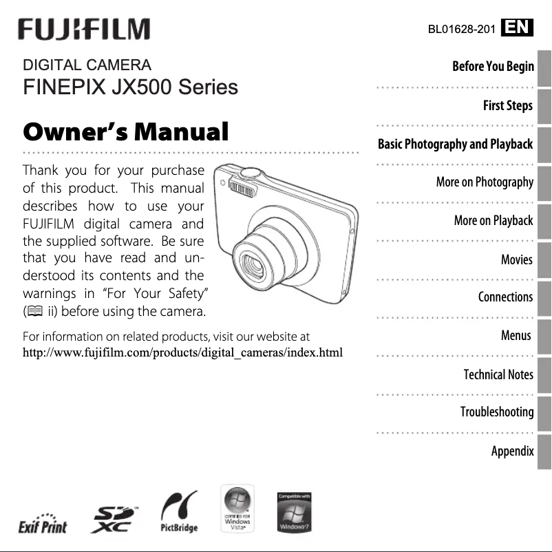 Page 1 de la notice Manuel utilisateur Fujifilm FinePix JX500