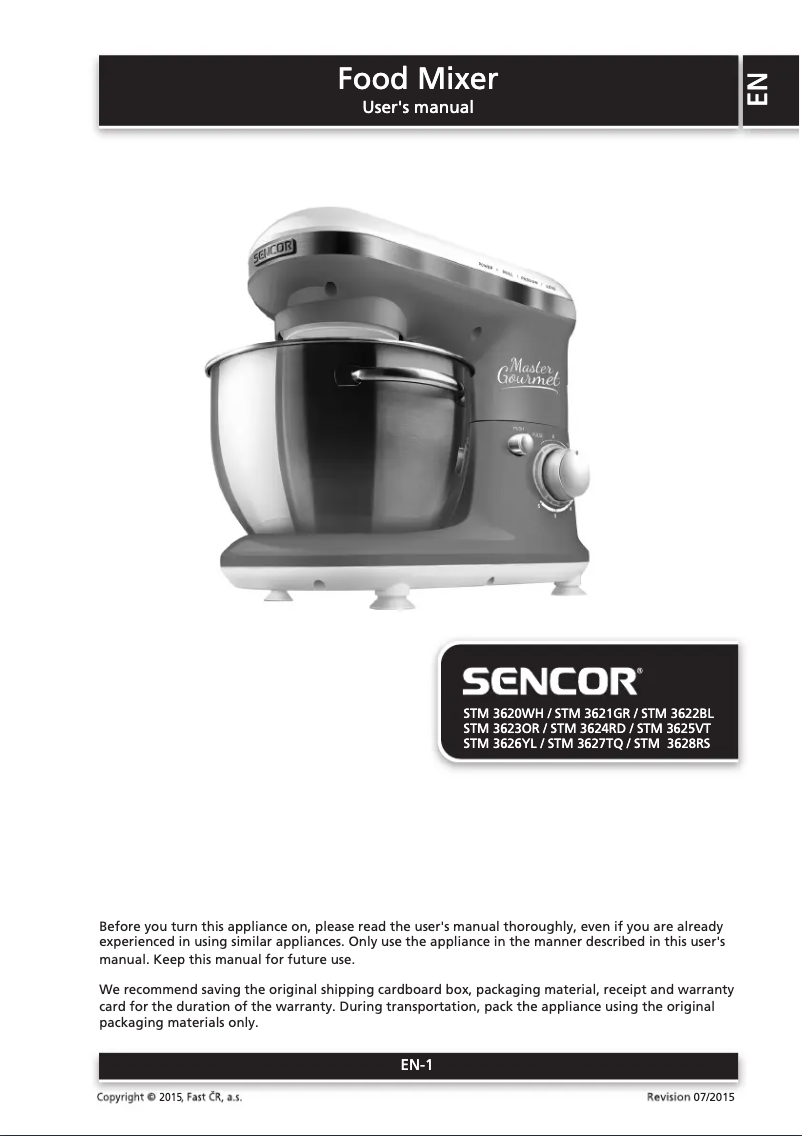 Page n°1 - Manuel utilisateur Sencor STM 3625VT