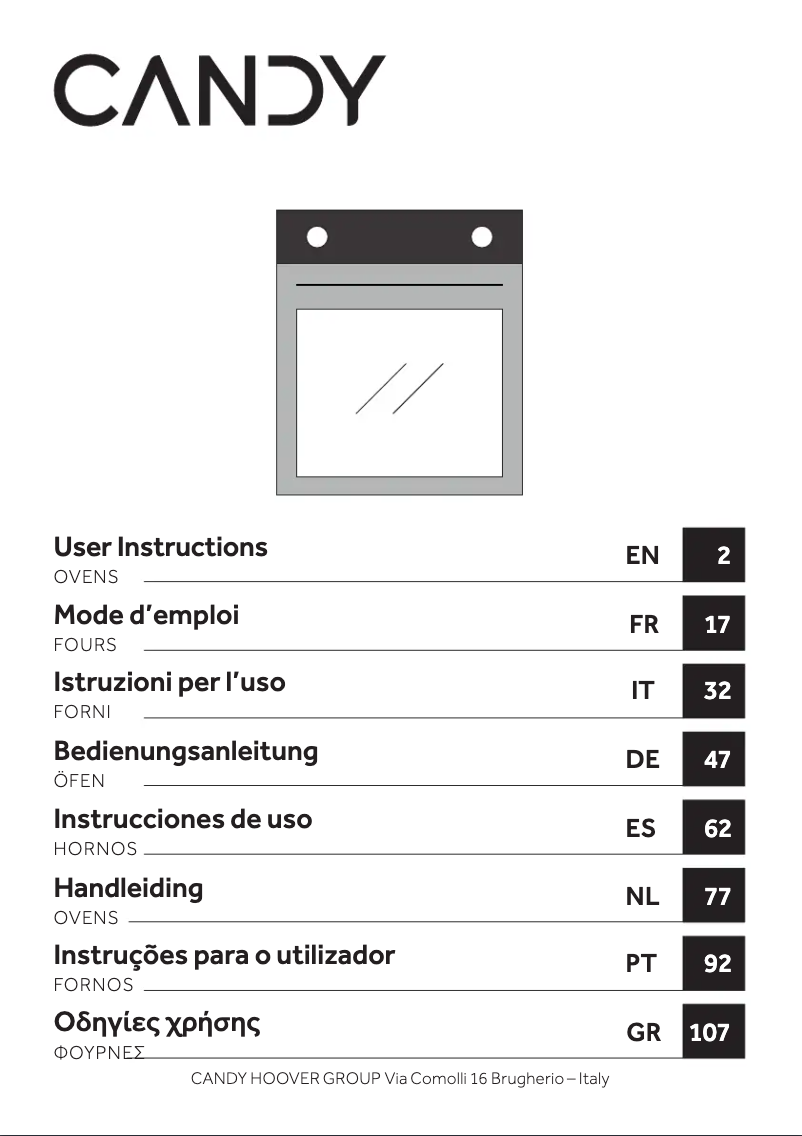 Page 1 de la notice Manuel utilisateur Candy FIDC X605
