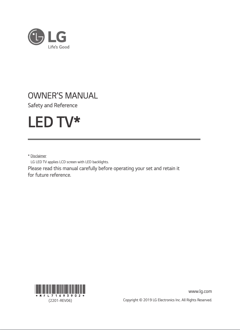 Page 1 de la notice Manuel utilisateur LG 43UT662M0GC