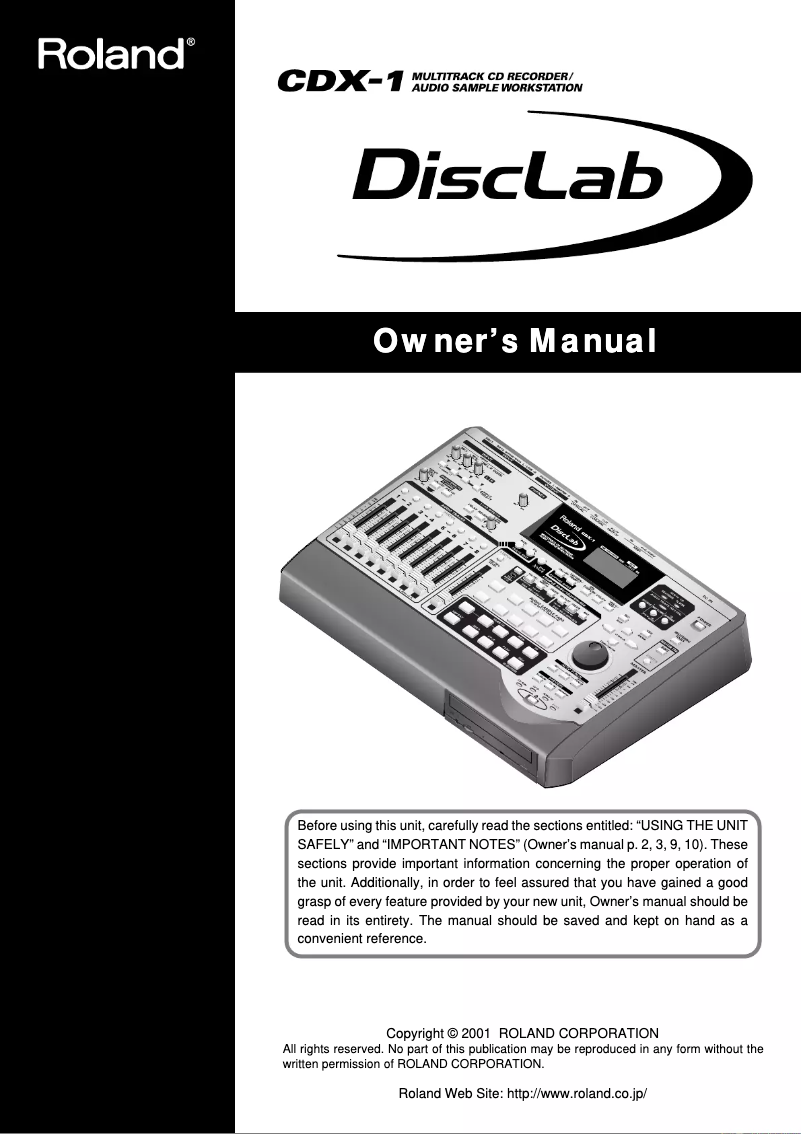 Page n°1 - Manuel utilisateur Roland CDX-1