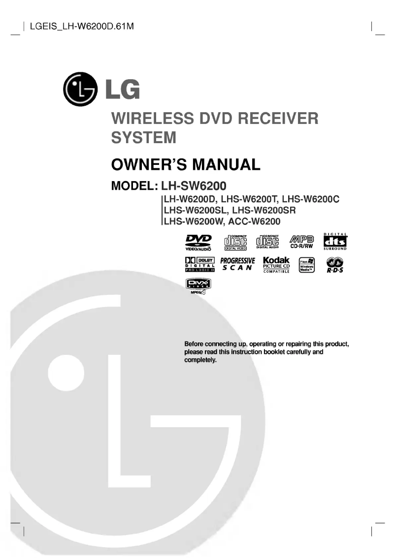 Page n°1 - Manuel utilisateur LG LH-W6200