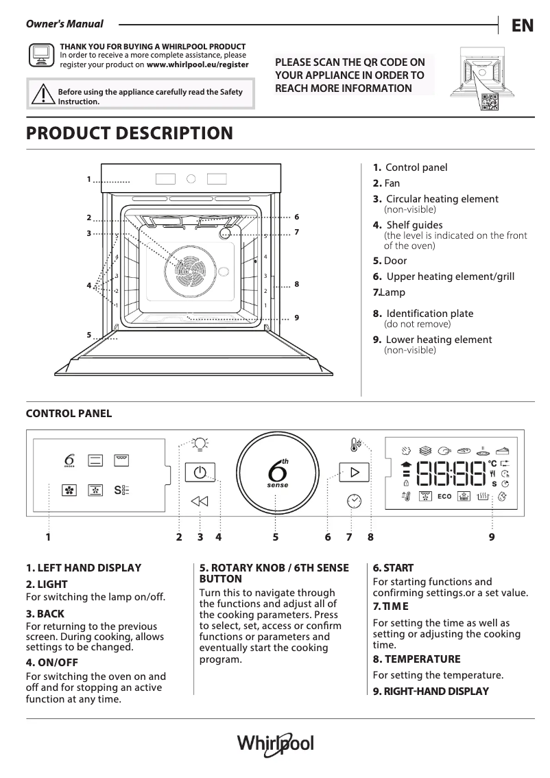 Página 1 del manual Guía de instalación Whirlpool WOI5S8CM1SBA