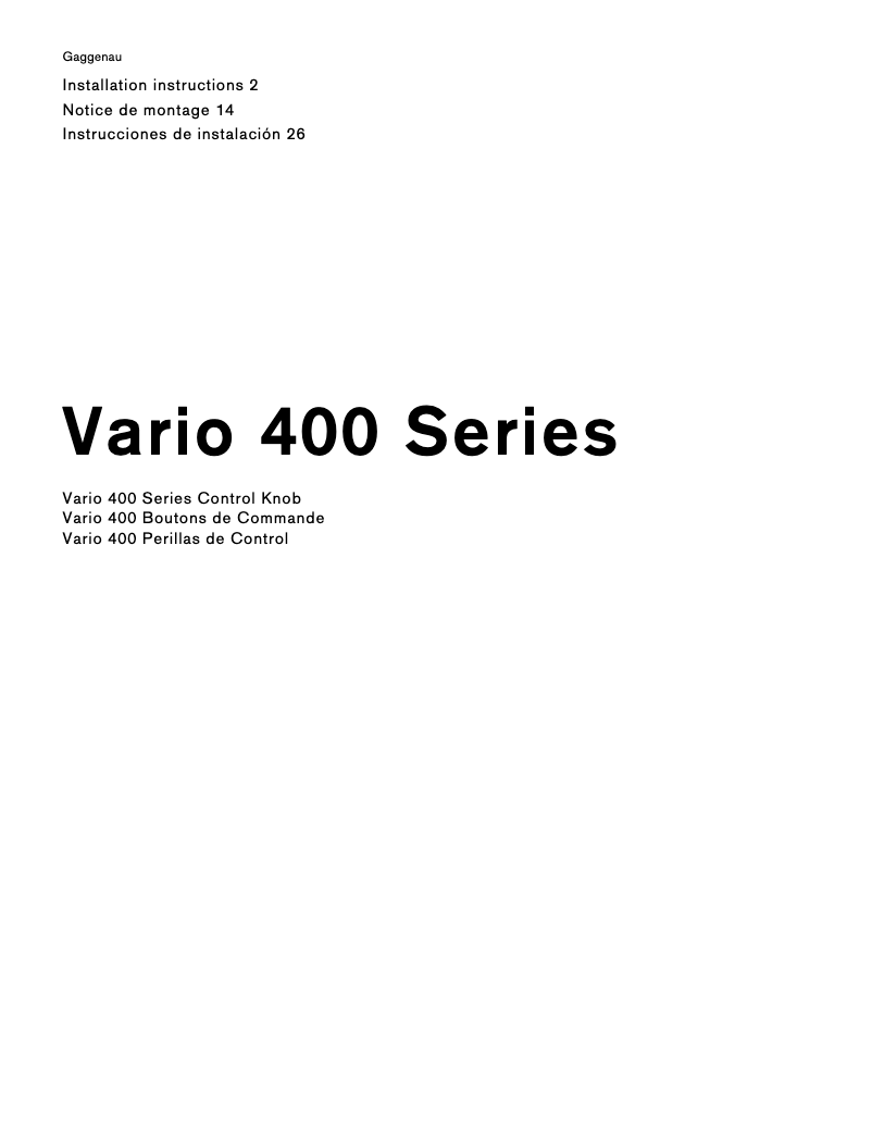 Page n°1 - Guide d'installation Gaggenau VI422611