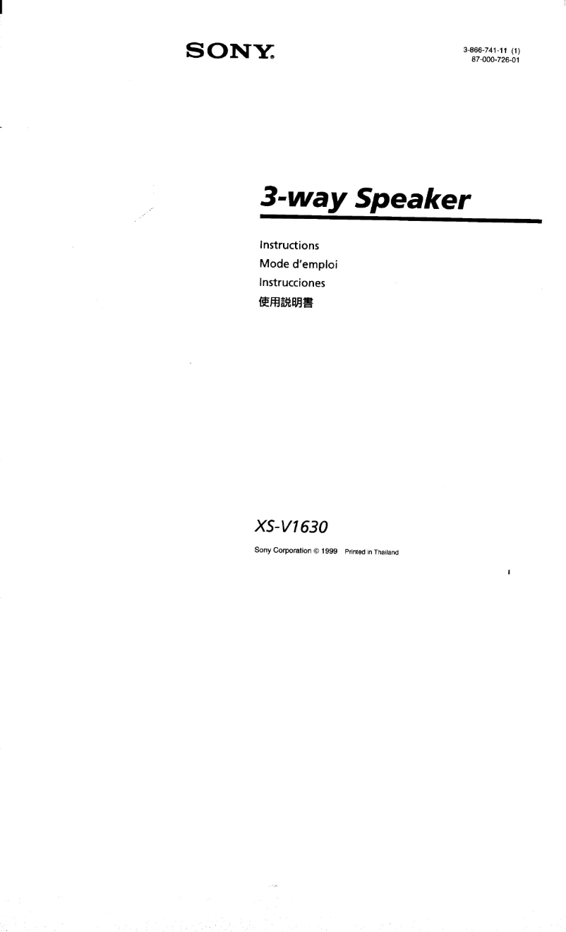 Page 1 de la notice Manuel utilisateur Sony XS-V1630